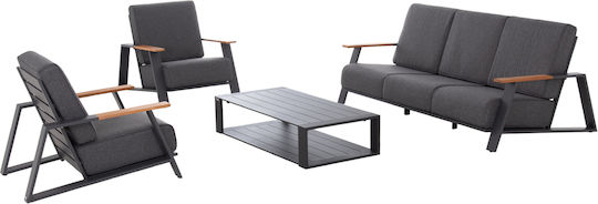 Set Mobilier Camera De Zi Exterior Laith 4 Piese Gri Cu Perne