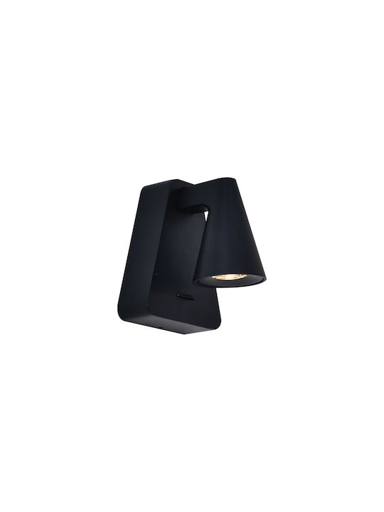 VK Lighting Φωτιστικό Τοίχου με Ενσωματωμένο LED και Θερμό Λευκό Φως Μαύρο