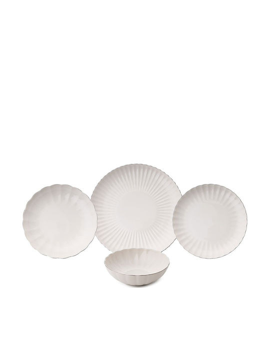 Hermia Alb Porțelan Set de Vase 24buc