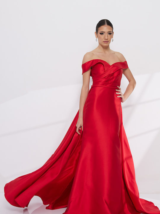 Summer Maxi Dress for Wedding - Christening Satin Red