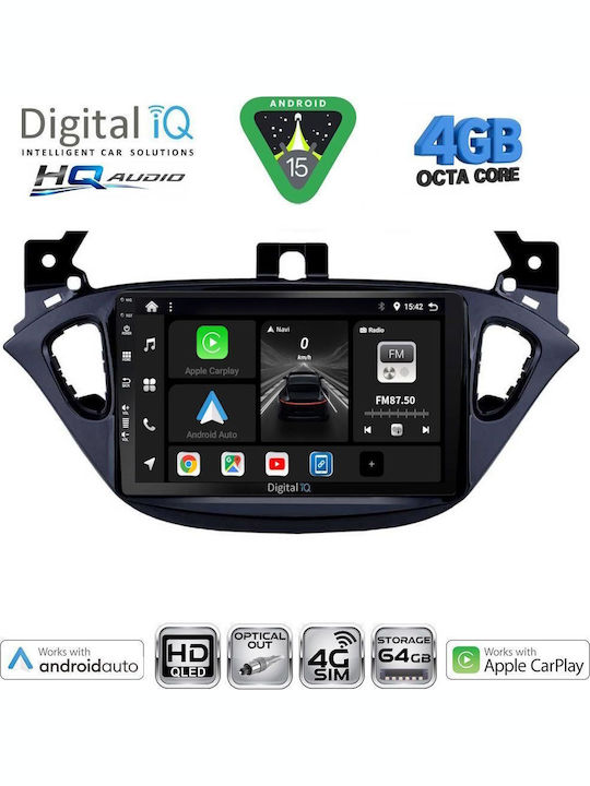 Digital IQ Car Audio System for Opel Adam / Corsa 2014-2019 (Bluetooth/USB/WiFi/GPS/Apple CarPlay/Android Auto) with 9" Touch Screen