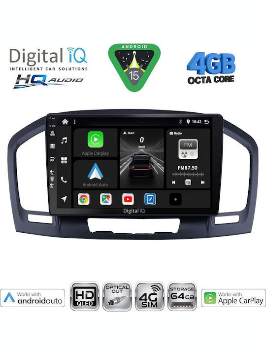 Digital IQ Auto-Audiosysteme für Opel Insignia 2008-2013 (Bluetooth/USB/WiFi/GPS/Apple CarPlay/Android Auto/CD) mit 9 Zoll Touchscreen