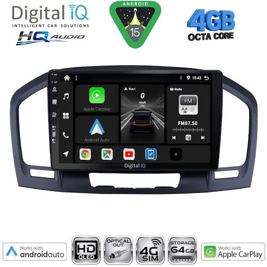 Digital IQ Car Audio System for Opel Insignia 2008-2013 Bluetooth USB Wi-Fi GPS Apple CarPlay Android Auto CD with 9 Inch Touch Screen