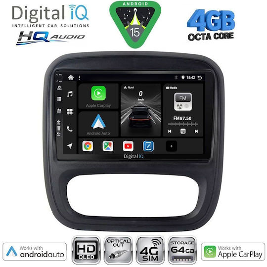Digital IQ Ηχοσύστημα Αυτοκινήτου για Opel Vivaro Renault Trafic Nissan NV300 2014-2019 (Bluetooth/USB/WiFi/GPS/Apple-Carplay/Android-Auto) με Οθόνη Αφής 9"