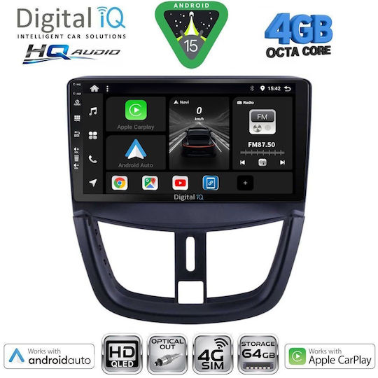 Digital IQ Ηχοσύστημα Αυτοκινήτου για Peugeot 207 2007-2014 (Bluetooth/USB/WiFi/GPS/Apple-Carplay/Android-Auto) με Οθόνη Αφής 9"