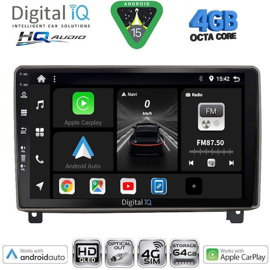 Digital IQ Ηχοσύστημα Αυτοκινήτου για Peugeot 407 2004-2011 (Bluetooth/USB/WiFi/GPS/Apple-Carplay/Android-Auto) με Οθόνη Αφής 9"