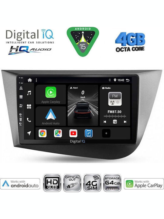 Digital IQ Car Audio System for Seat Leon 2005-2012 with Clima (Bluetooth/USB/WiFi/GPS/Apple CarPlay/Android Auto) with 9" Touch Screen