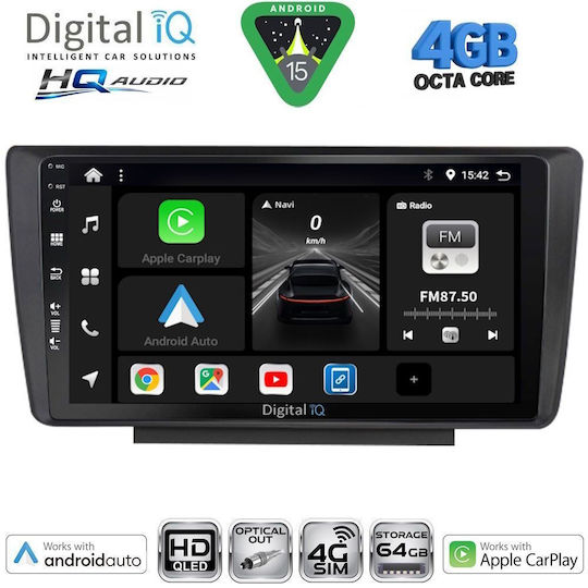 Digital IQ Ηχοσύστημα Αυτοκινήτου για Skoda Octavia 2005-2012 με Clima (Bluetooth/USB/WiFi/GPS/Apple-Carplay/Android-Auto) με Οθόνη Αφής 9"