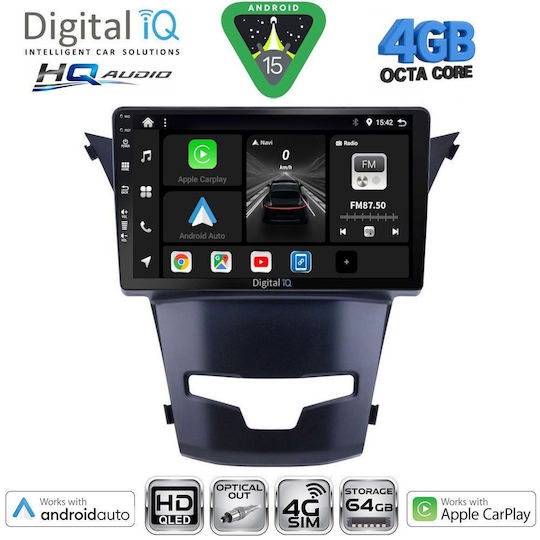 Digital IQ Car Audio System for Ssangyong Korando 2014-2019 (Bluetooth/USB/WiFi/GPS/Apple CarPlay/Android Auto) with 9" Touch Screen