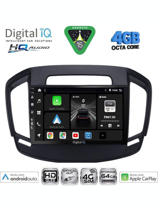 Digital IQ Автомобилна Аудио Система за Opel Insignia 2014-2017 (Bluetooth/USB/WiFi/GPS/Apple CarPlay/Android Auto) с Touch Screen 9"