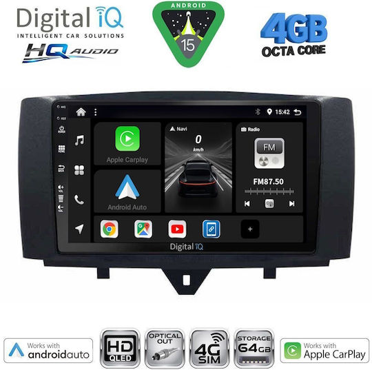 Digital IQ Ηχοσύστημα Αυτοκινήτου για Smart ForTwo 2010-2015 (Bluetooth/USB/WiFi/GPS/Apple-Carplay/Android-Auto) με Οθόνη Αφής 9"
