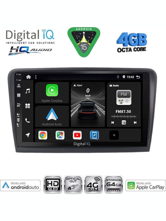 Digital IQ Car Audio System for Skoda Rapid 2012-2023 with Clima (Bluetooth/USB/WiFi/GPS/Apple CarPlay/Android Auto) with 9" Touch Screen