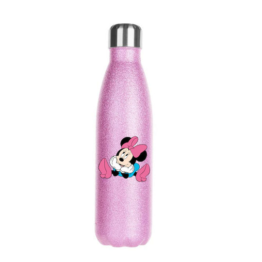 Бутилка Термос Mickey Mouse 500ml Розова Блестяща