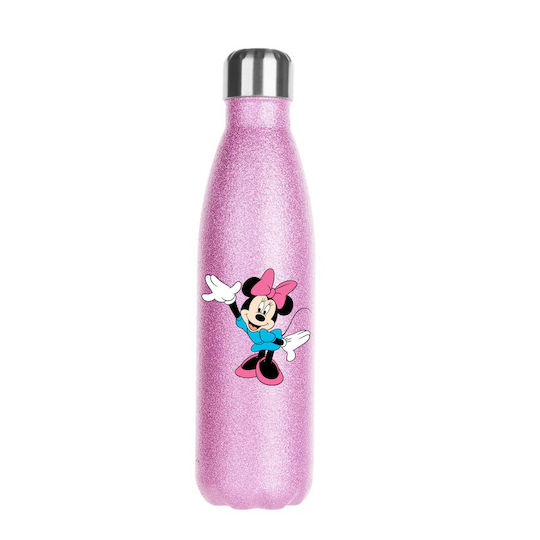 Бутилка Термос Mickey Mouse 500ml Розова Блестяща