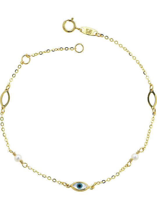 Women's Gold 9K Bracelet with Pearls 18cm