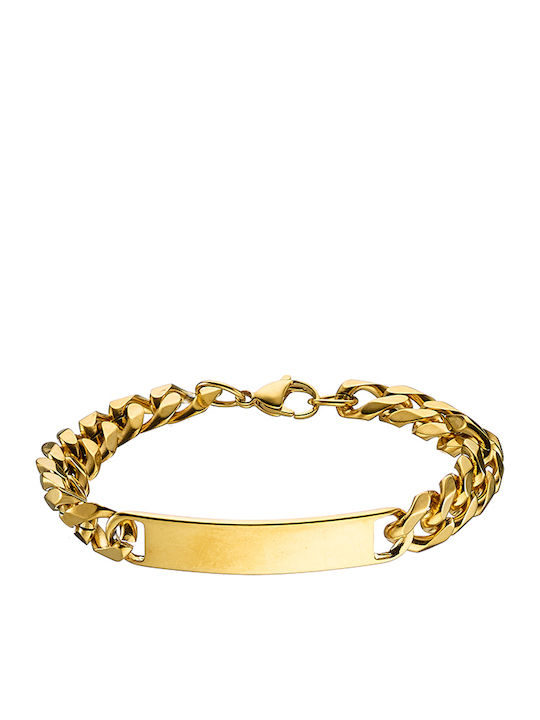 Art Collection Men's Handcuff Bracelet Gold Plated Stainless Steel