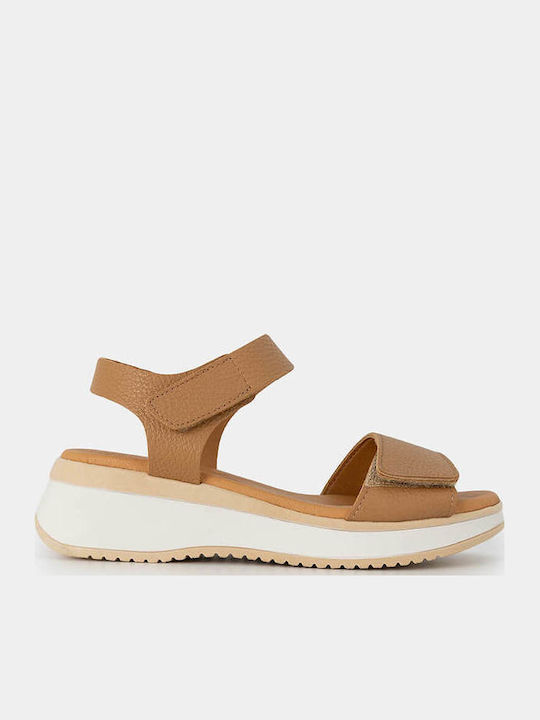 Кожени Дамски Анатомични Сандали Flatforms Кафяви