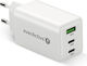 everActive Φορτιστής Χωρίς Καλώδιο GaN με Θύρα USB-A και 2 Θύρες USB-C 65W Power Delivery / Quick Charge 4+ Λευκός (SC-655Q)