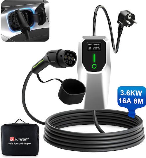 Junsun Tragbarer Einphasiger Elektroauto-Ladestation 3,5 kW mit Integriertem Kabel Typ 2