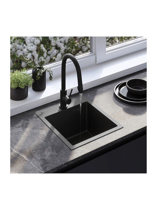 Rea Drop-In Küchenspüle Inox Satiniert M45xP40cm Schwarze