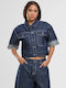Women's Cotton Short Sleeve Blouse Blue
