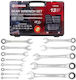 Flat-ring Ratchet Wrench Set 13pcs Forcekraft