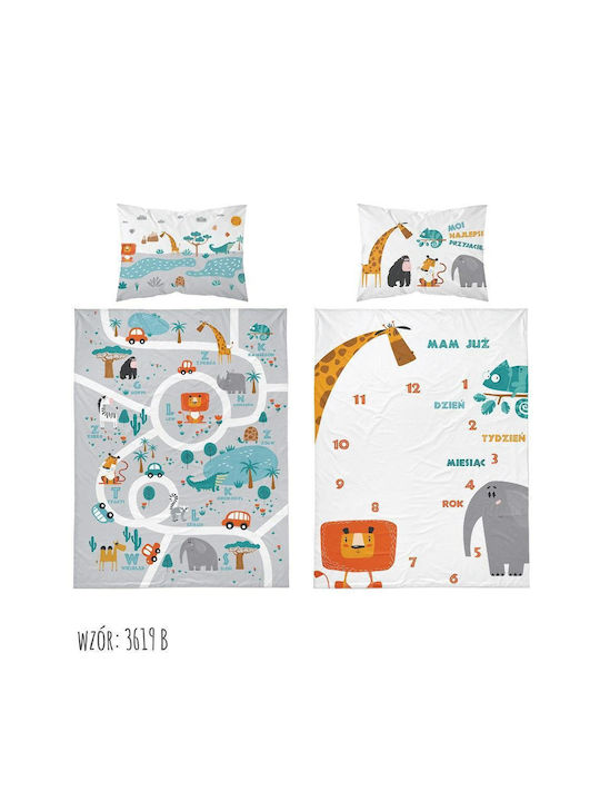 Detexpol Set Baby Duvet Cover with Pillowcase Gray White 90x120cm