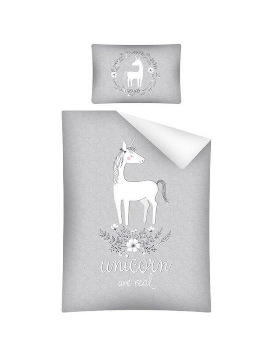 Detexpol Set Cearceaf Pentru Bebeluş Cu Faţă De Pernă Gri 90x120cm