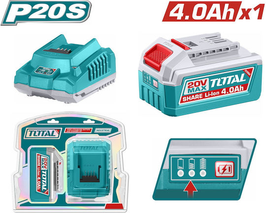 Total Baterie Scule Litiu 20V cu Capacitate 4Ah