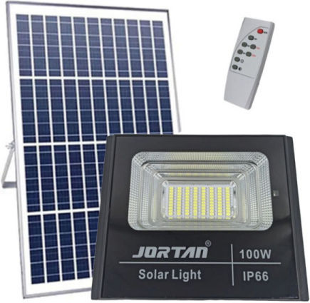 Mizoo Στεγανός Ηλιακός Προβολέας LED 100W Ψυχρό Λευκό 6500K με Τηλεχειριστήριο IP66