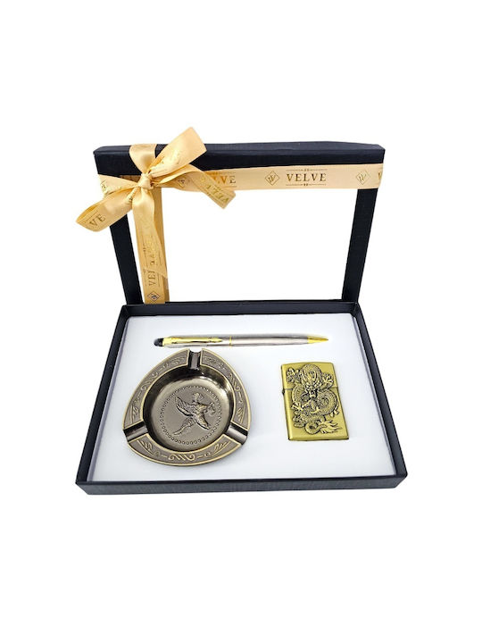 Dragon Eagle Kit Men's Gift Set Box Metal Lighter Ashtray Pen