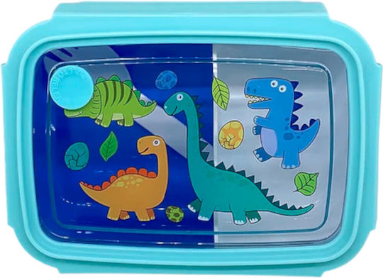 Dorosimo Plastic Kids' Food Container Dinosaurs 0.88 Litre Light Blue