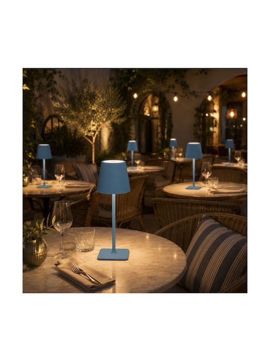 VenCore Metal Table Lamp LED with Light Blue Shade and Base