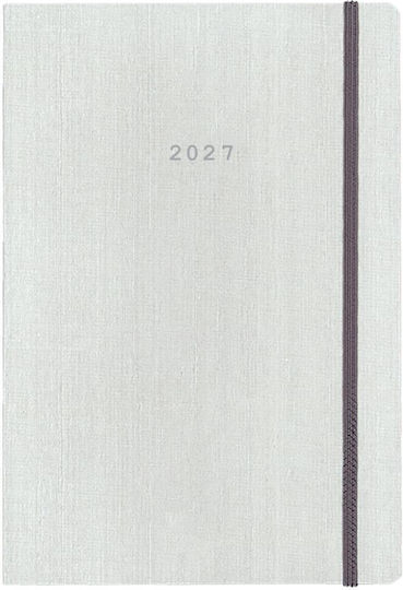 Next Agendă 2027 Fabric Săptămânală Flexi Albă cu Elastic 17x25cm
