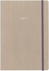 Next Agendă 2027 Fabric Săptămânală Flexi Bej cu Elastic 17x25cm