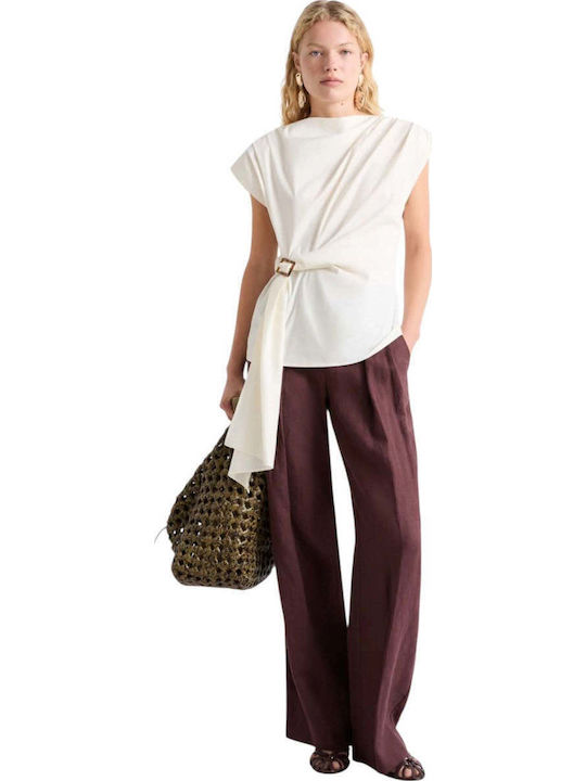 Women's Linen Trousers Burgundy