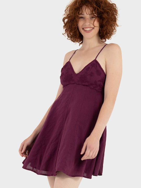 Summer Mini Dress Burgundy