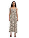 Summer Midi Dress Black Neutrals Leopard Print
