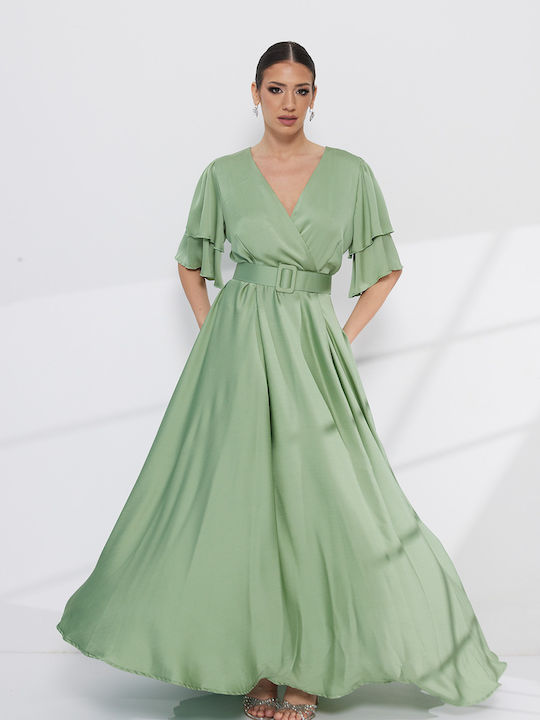 Summer Maxi Dress for Wedding Christening Green