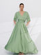 Summer Maxi Dress for Wedding Christening Green