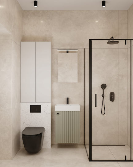 DomoDomo Badezimmer Waschtisch-Einheit M50xB30xH70cm Schwarz