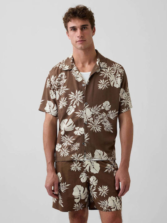 GAP Κοντομάνικο Πουκάμισο Floral Brown Floral