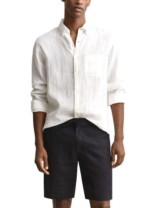 Short Sleeve Linen Shirt White