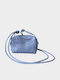 Leder Damen Schultertasche Hellblau