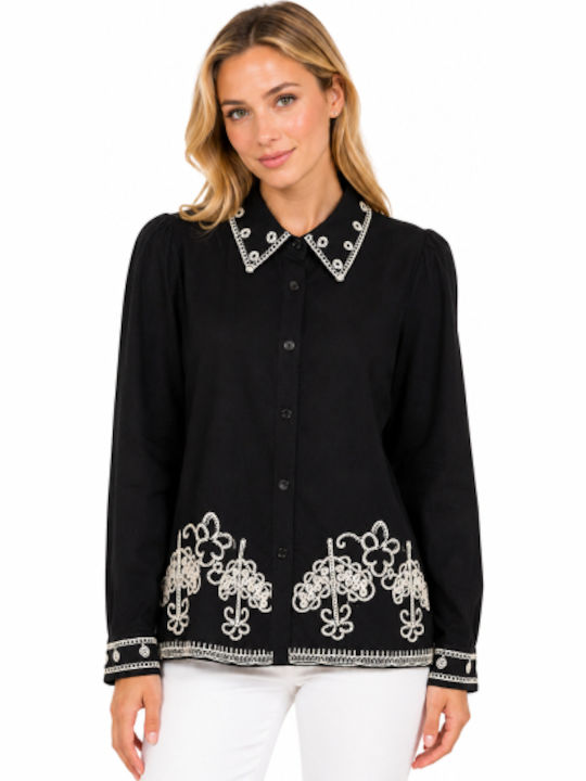 Long Sleeve Women's Black Shirt SC-C7073-26SH-Black