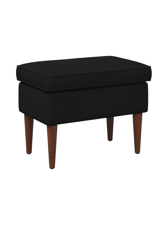 Velvet Upholstered Black Footstool 55x35x41cm