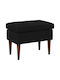 Velvet Upholstered Black Footstool 55x35x41cm
