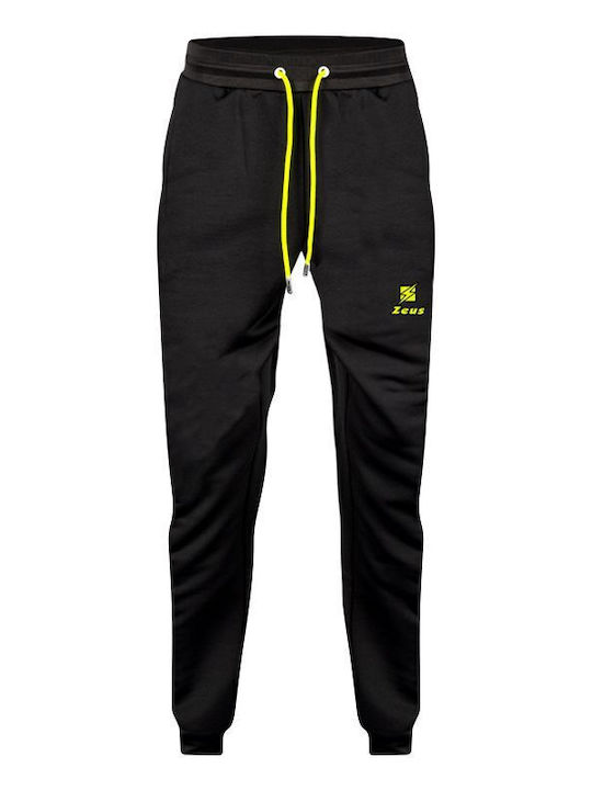 Men's Sweatpants Glossy with Elastic Black Fluo Yellow