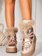 Damen Stiefeletten aus Lackleder Khaki