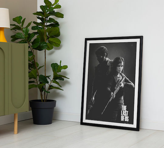 Poster De Gaming Last Us Joel & Ellie Gm2391 40cm X 50cm Cadru Din Lemn Natural Bej